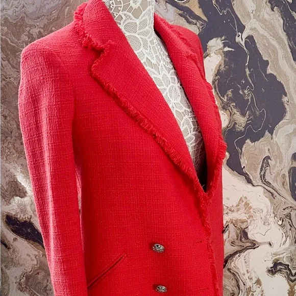 Veronica Beard Nayeli Dickey Red Tweed Button Jacket Blazer